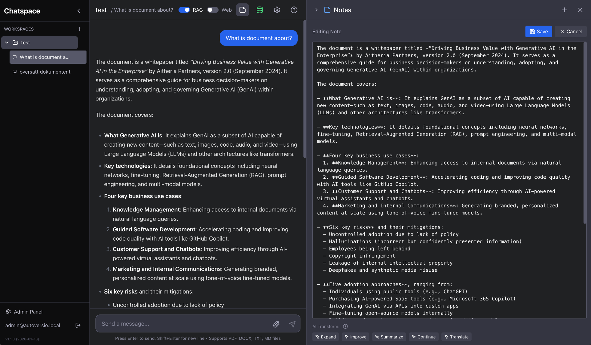 ChatSpace - The self-hosted EDMS, connect to private LLM, work with ...